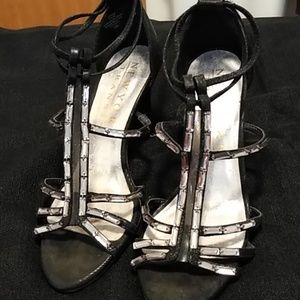 Black Bling Sandal Heels